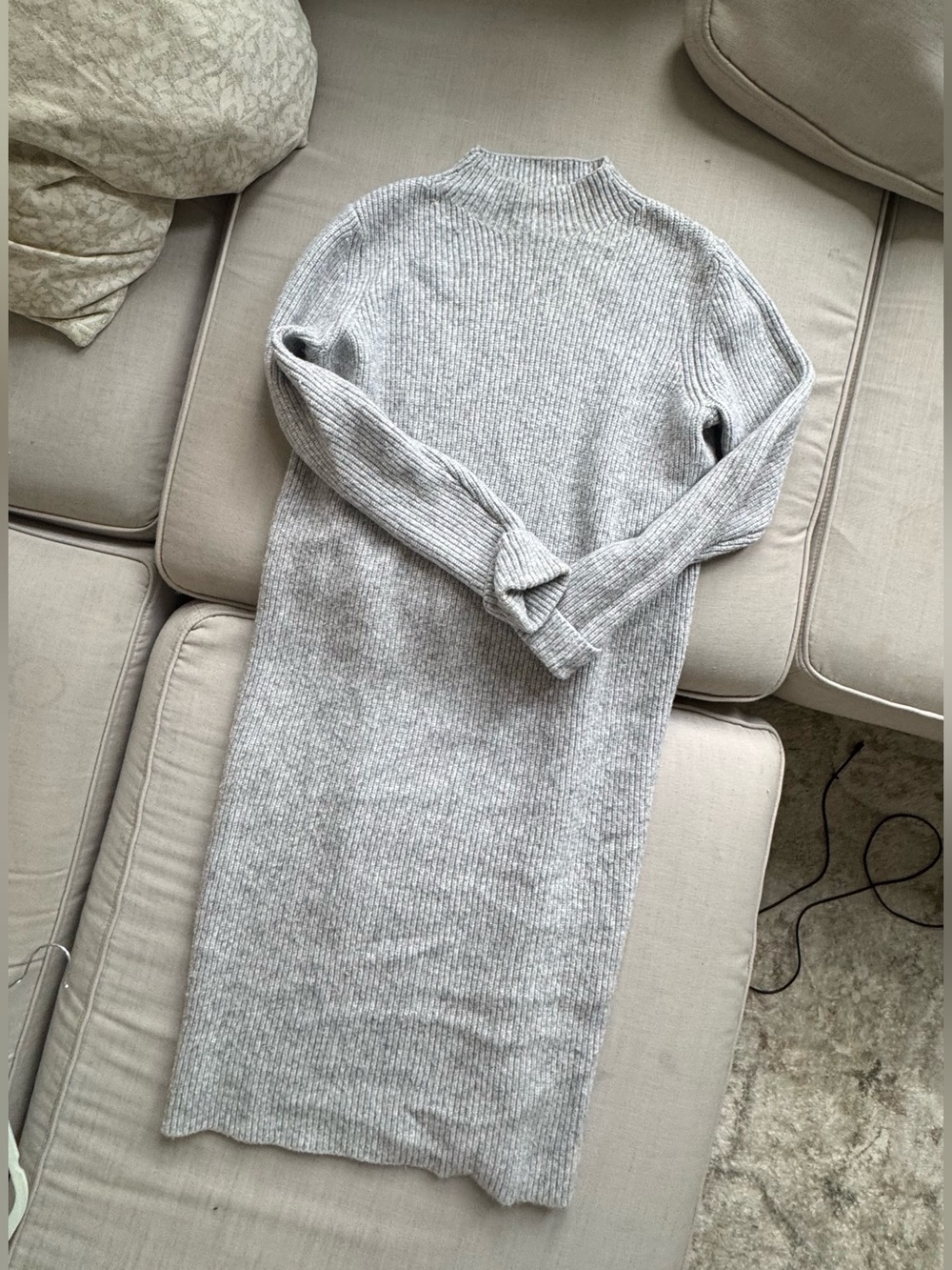 GAP Light Gray Ribbed Mock Neck Sweater Dress